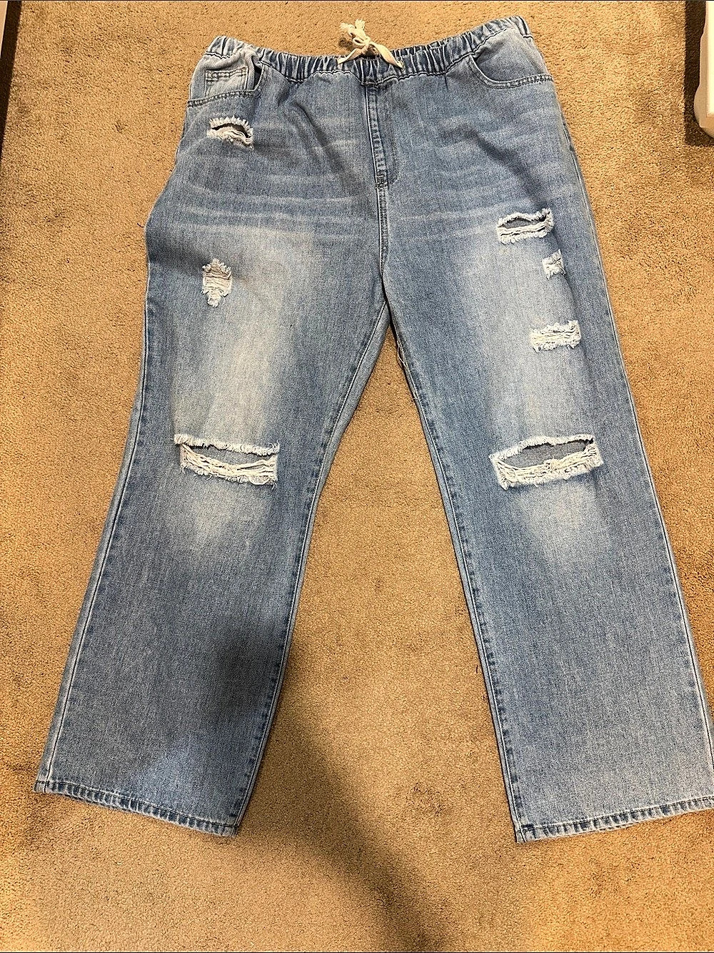 American Bazi Distressed Straight Leg Jeans in Blue